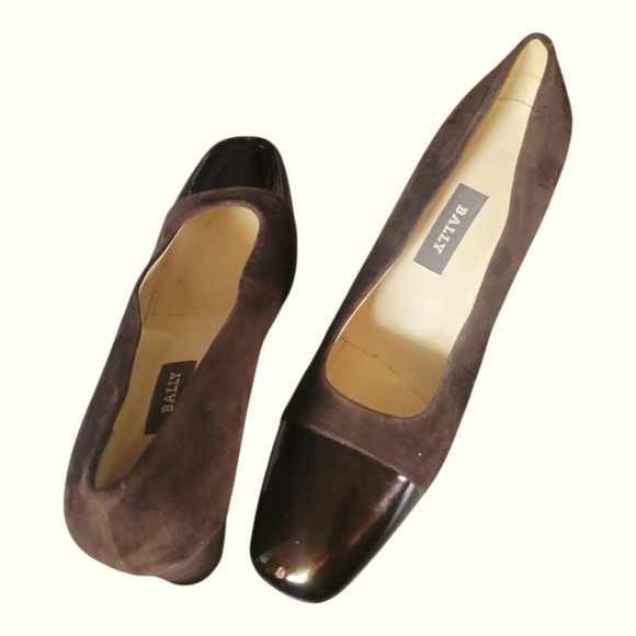 Bally Women's Vintage Brown Patent Leather and Suede Made In Italy Heels 9 1/2 C - Picture 2 of 9